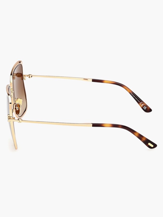 New TOM FORD FT1319 30F Gold Frame Brown Gradient Square Sunglasses Authentic main image 6